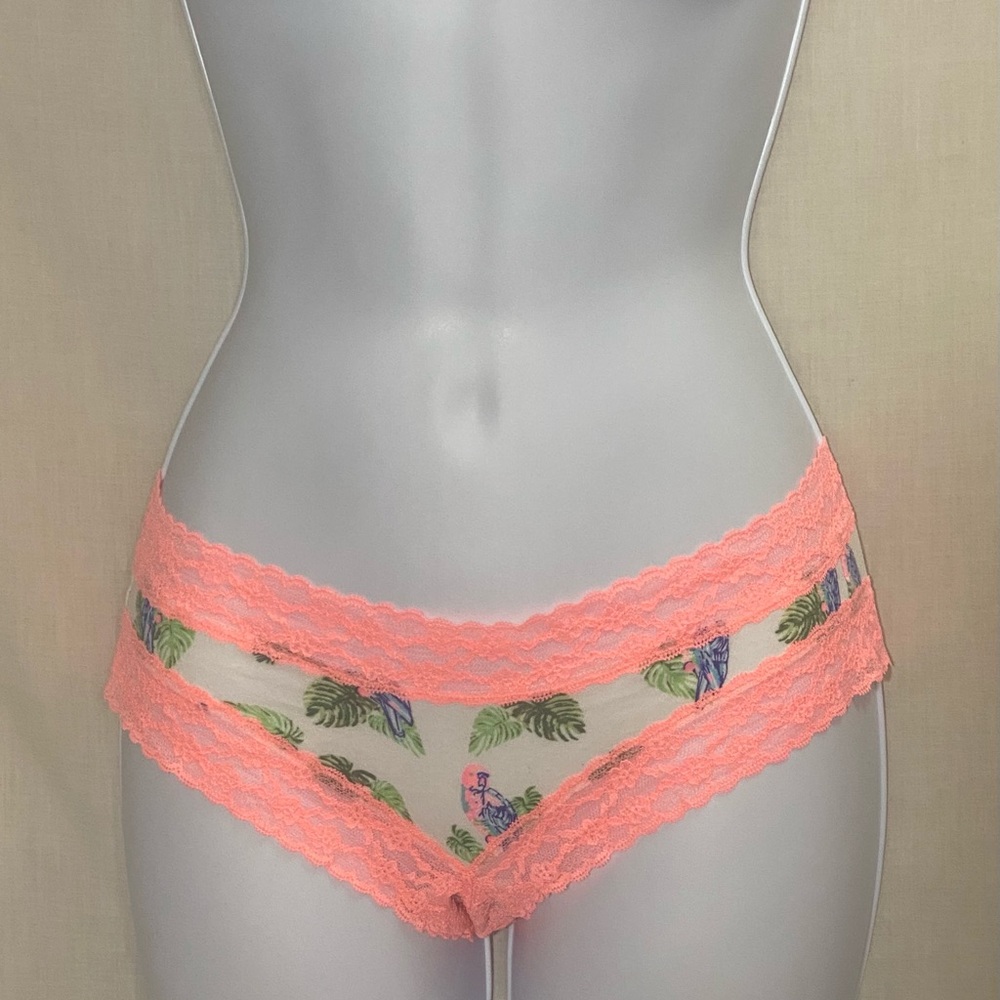 Victoria’s Secret Neon Orange Embellished With Birds Cheeky Panties